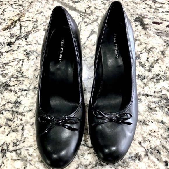 Predictions Black Heel Shoes Women’s Size 9 1/2 W Front Bow Detailing  EUC - Picture 11 of 12
